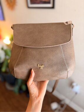 Baggit Taupe Brown Leather Flap adjustable strap Crossbody bag